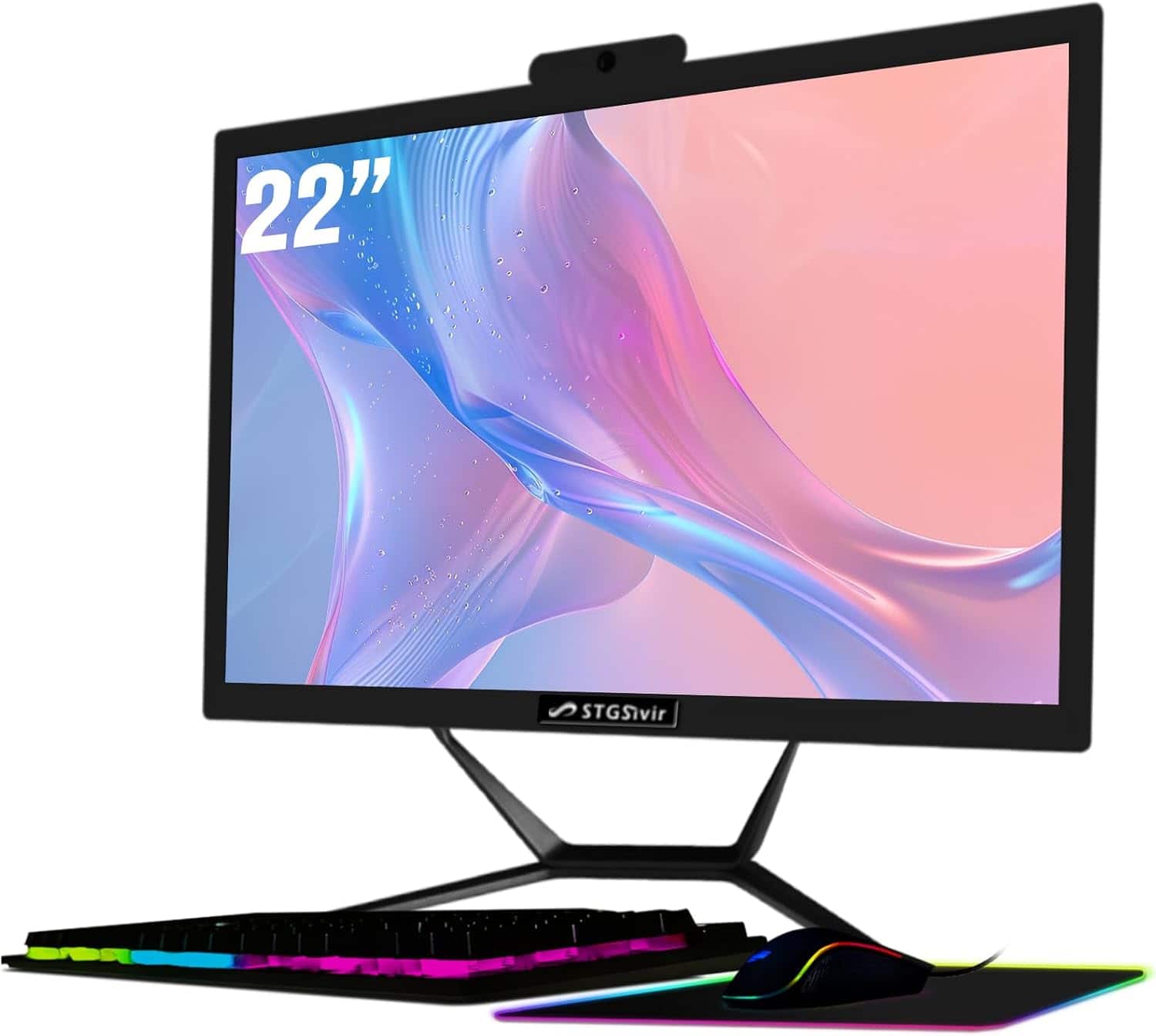 STGSivir - All in One Desktop PC, 22'' Display, Intel Core i5 up to 3.6GHz, 16G RAM, 512G SSD, WiFi 5&BT, Win11H - Black