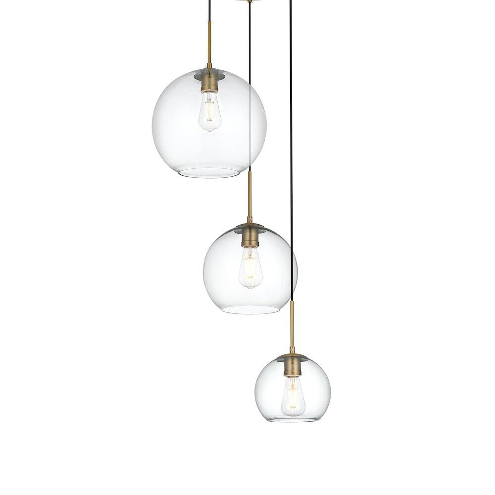 Back. Living District - Baxter 21 Inch Pendant Clear Shade in Satin Gold - Satin Gold And Clear.