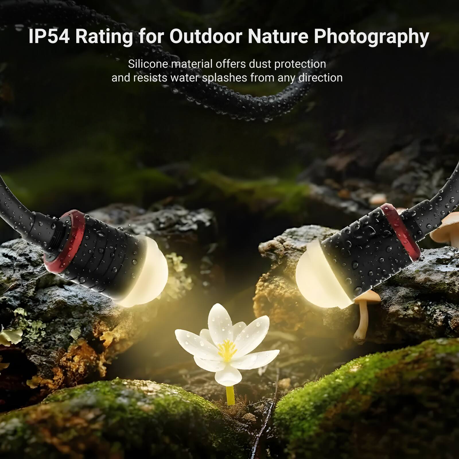 IP54 Rating for Outdoor Nature Photography

Silicone material offers dust protection and resists water splashes from any direction