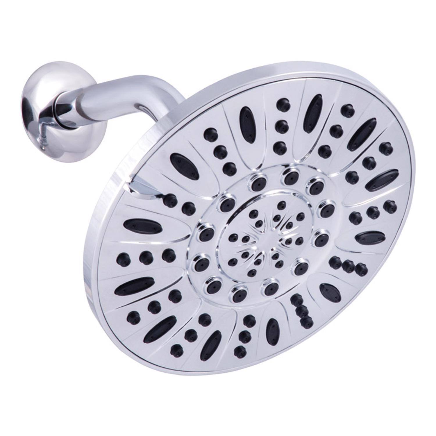 Front. OAKBROOK - OakBrook Chrome PVC 3 settings Wallmount Showerhead 1.8 gpm - Silver.