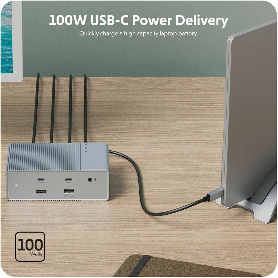100W USB-C Power Delivery  
Quickly charge a high capacity laptop battery.  

100 Watts