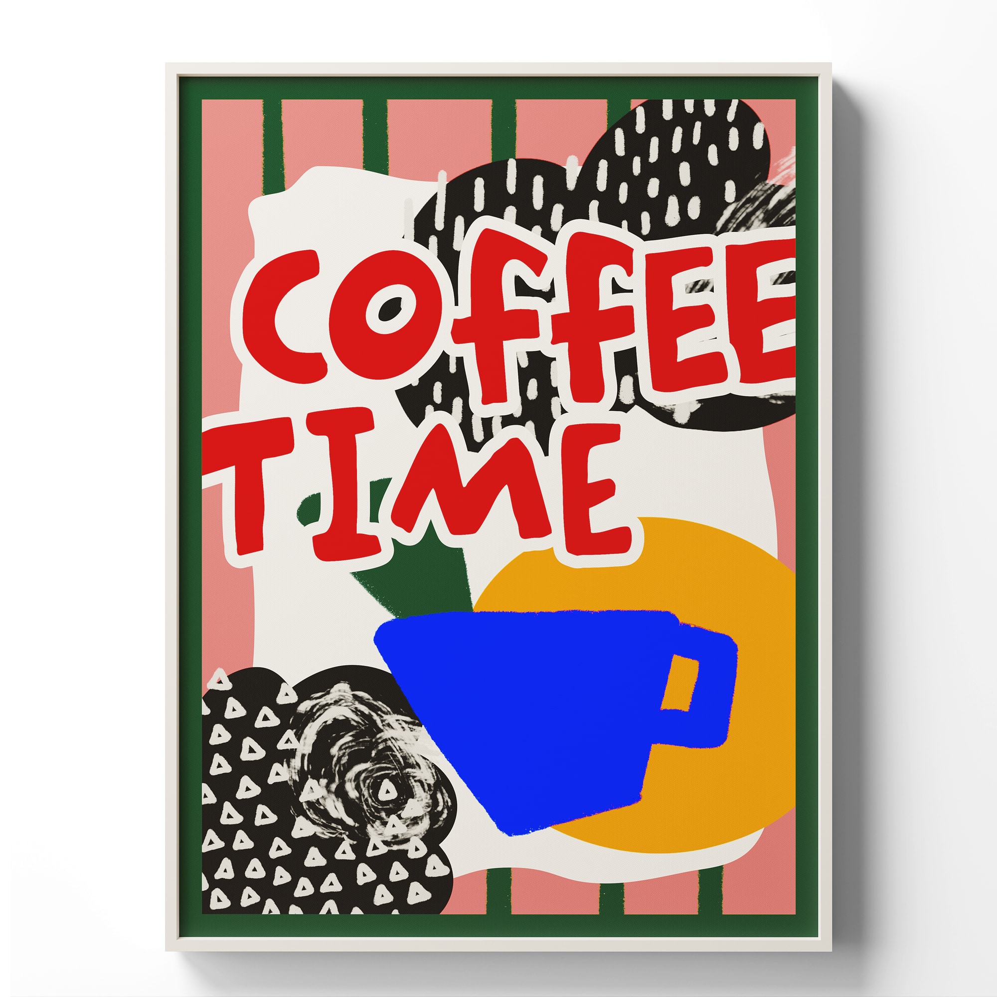 HOMLUX - 1 Piece Framed Coffee Time Canvas Wall Art Modern Wall Decor Cafe Style Decorative Canvas Print 24 in. x 18 in - Multi-Colored