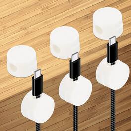 Unique Bargains - 6pcs Magnetic Spring Desk Cable Management Clips Adhesive Cord Holder Keeper for Office Desktop Wall Car - White