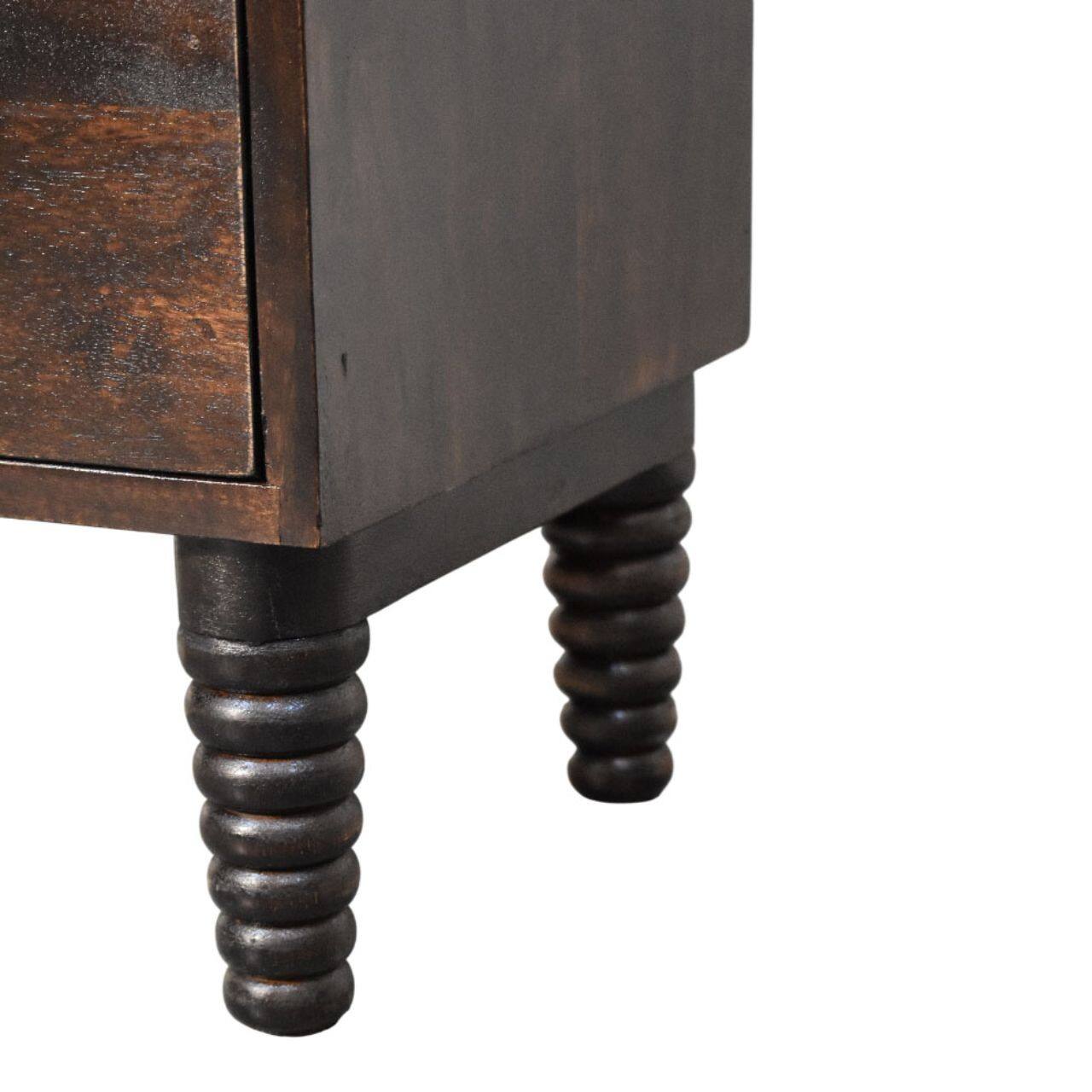 Alt View 4. Artisan Furniture - Artisan Furniture Solid Wood Spindle Mocha Bedside Table, 2 Drawers, Dark Brown - Dark brown.