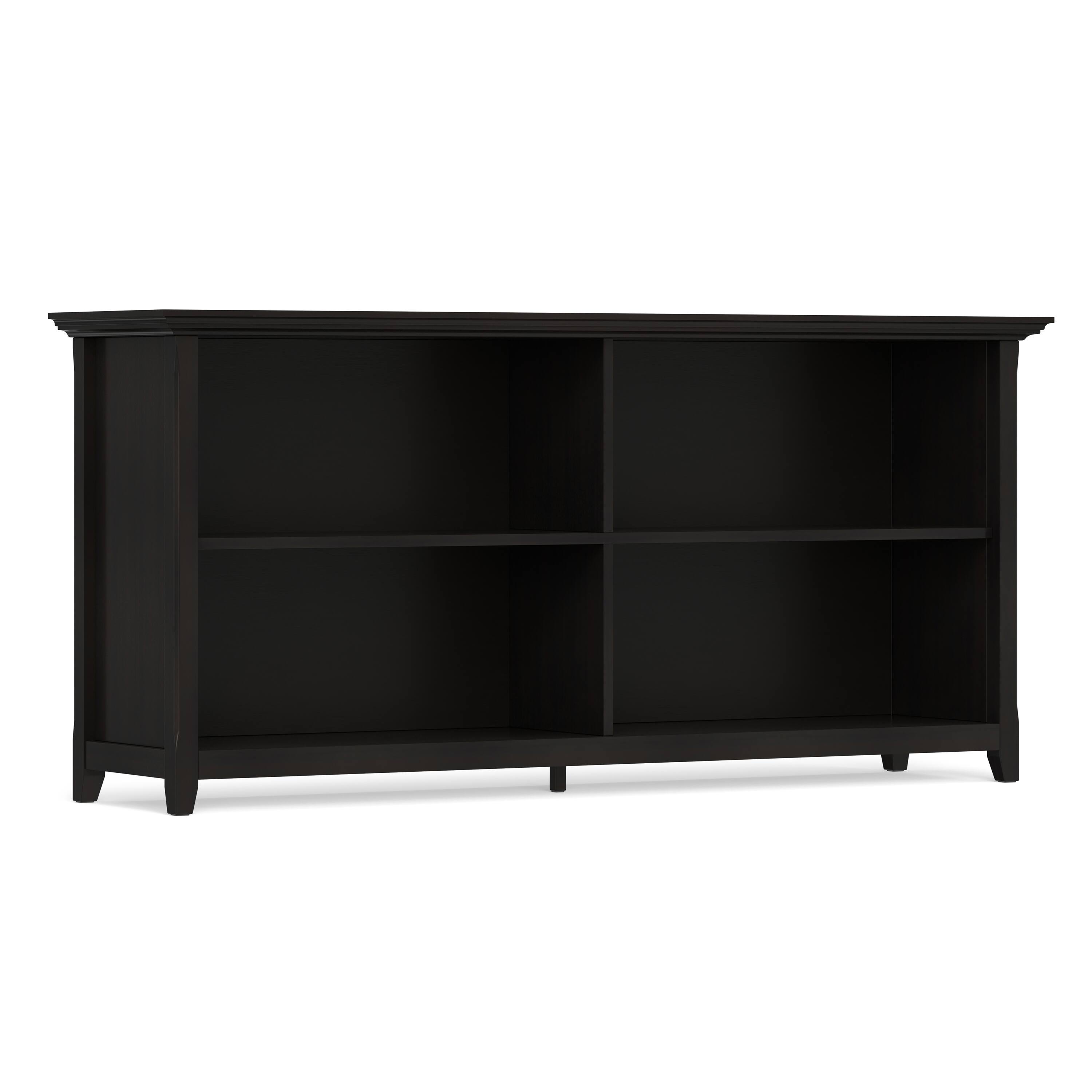 Angle. Simpli Home - Simpli Home Amherst 64 inch Wide Solid Wood Transitional 4 Shelf Low Bookcase in Hickory Brown - Hickory Brown.