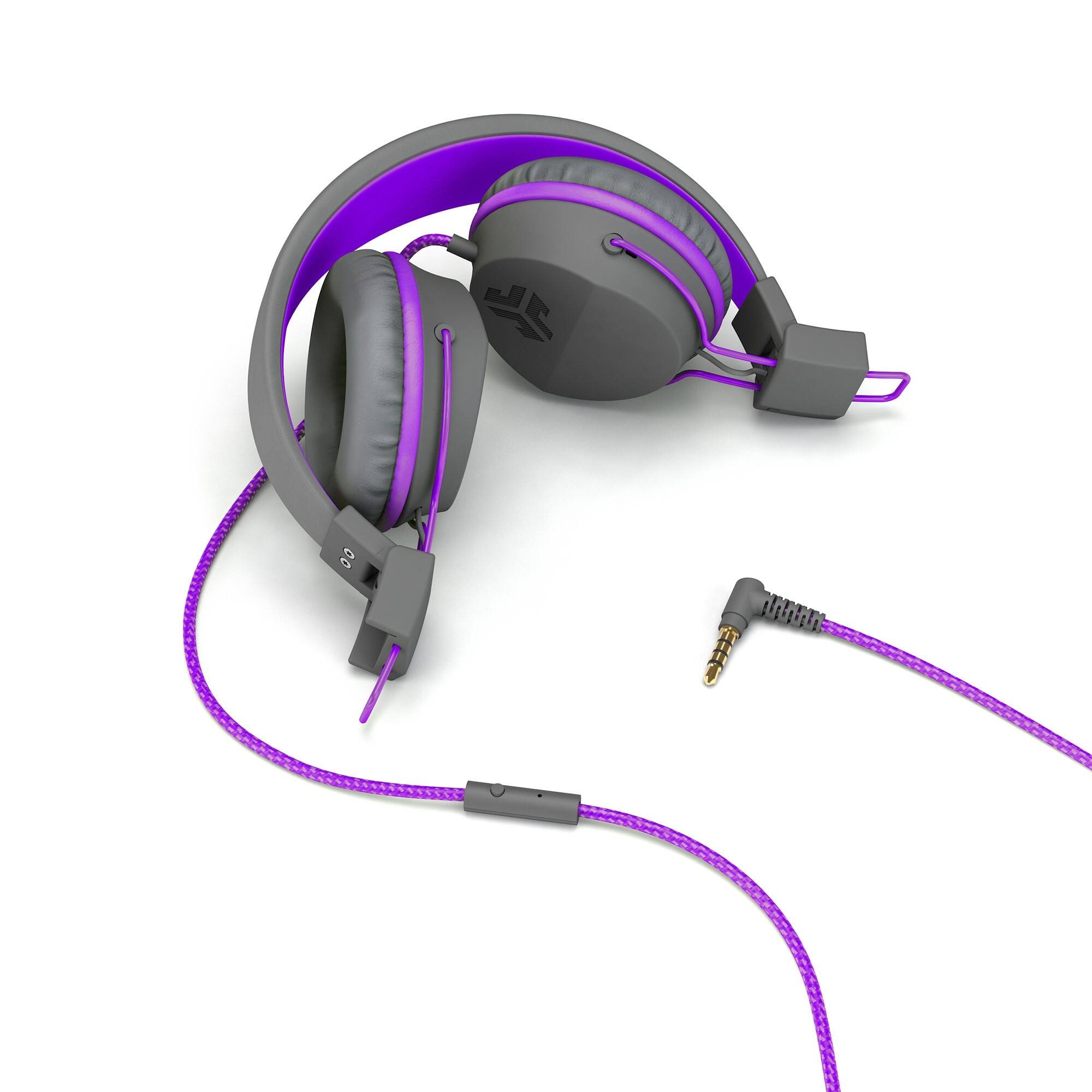 Left. JLab - JBuddies Studio On-Ear Kids Wired Headphones - Grey/Purple - USB-C.