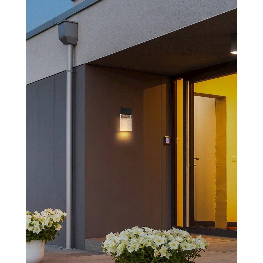 Alt View 4. Elegant Lighting - Ronin 11 inch LED Outdoor Wall sconce in Black - Black And Clear.