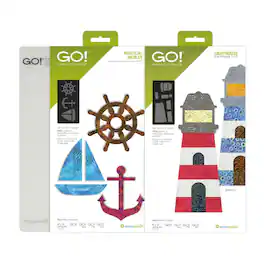 AccuQuilt - GO! Nautical Beacon Die Bundle – Lighthouse & Nautical Medley Dies with 6" x 12" Cutting Mat - Multicolor