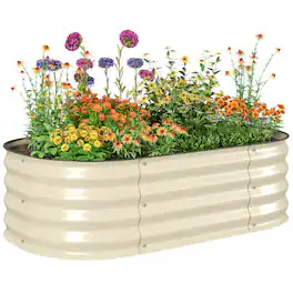 Outsunny - x 2' x 1' Galvanized Raised Garden Bed Kit - Cream White