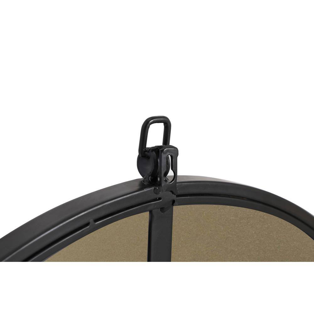 Alt View 1. Elegant Decor - Metal frame Round Mirror with decorative hook 36 inch Black finish - Black.