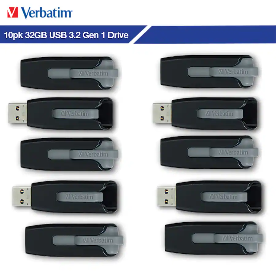 Verbatim 32 GB Store n Go V3 USB 3.2 Gen 1 Flash Drive Business Bulk 10 ...