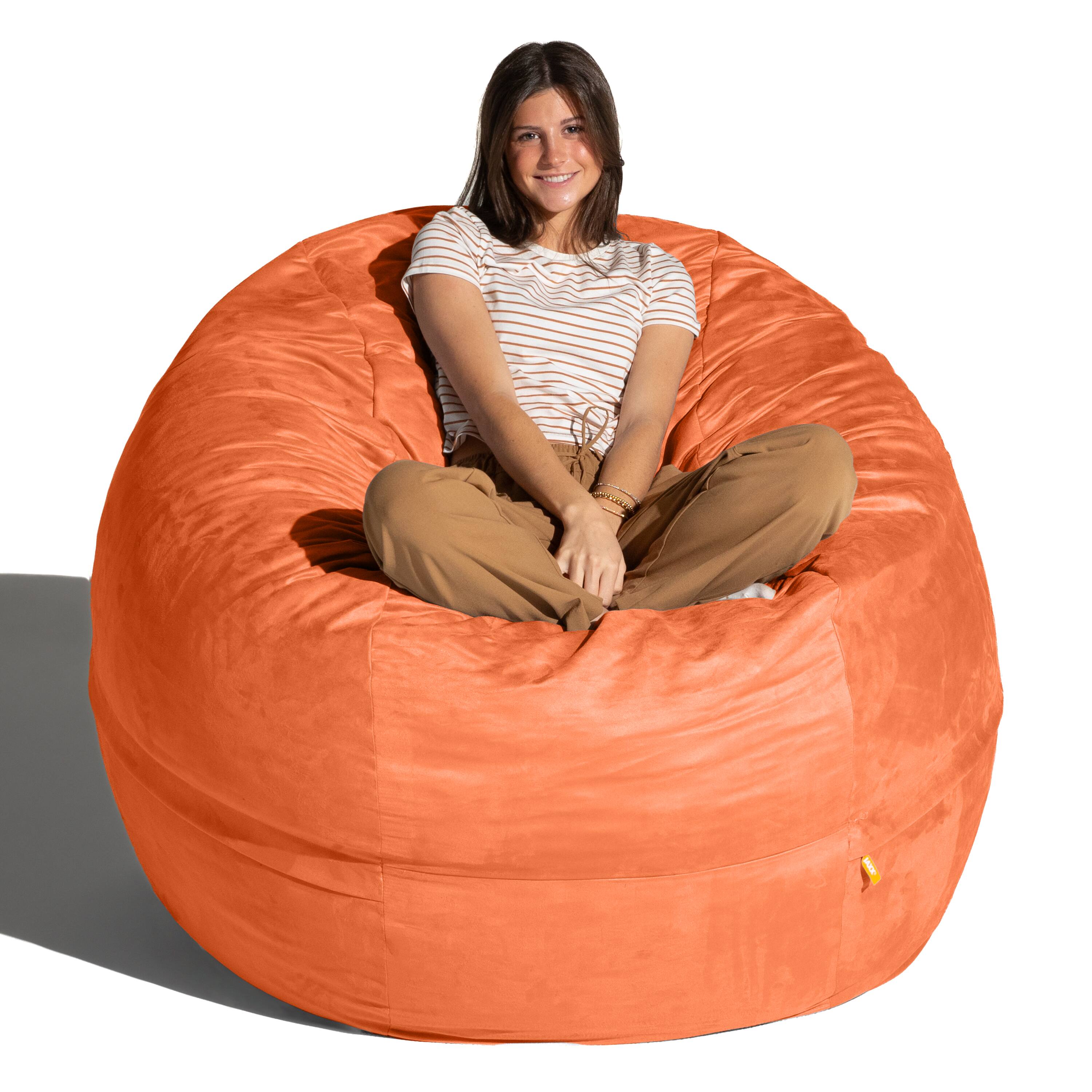 Back. Jaxx - Jaxx Saxx 5 Foot Large Bean Bag w/ Removable Cover, Mandarin - Mandarin.