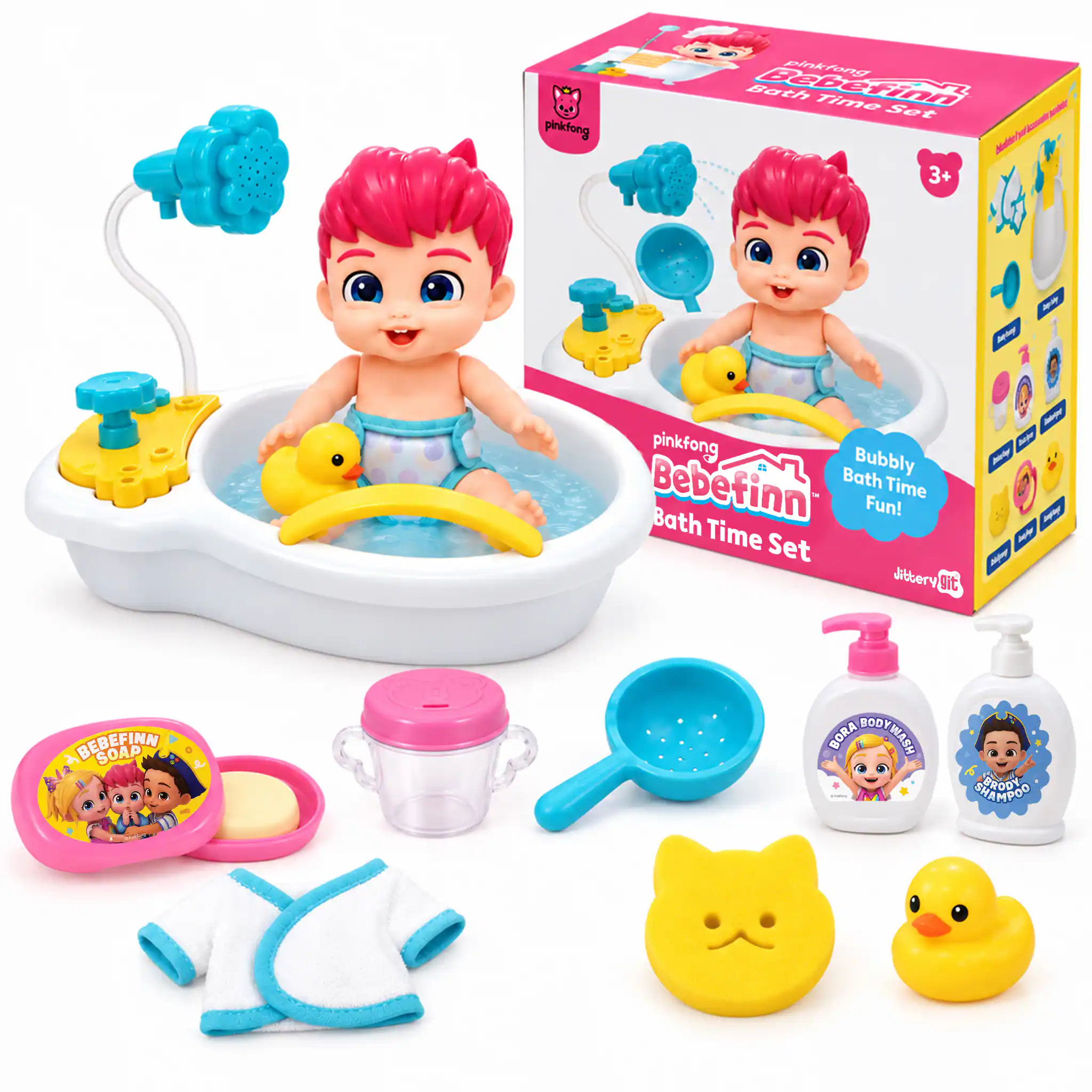 pinkfong Bath Bebefinn Time Set 3+  
pinkfong Bubbly Bebefinn Bath Time Fun! Bath Time Set  
BEBEFINN SOAP  
BODY BORA BODYWASH - SHAMPOO BROOK
