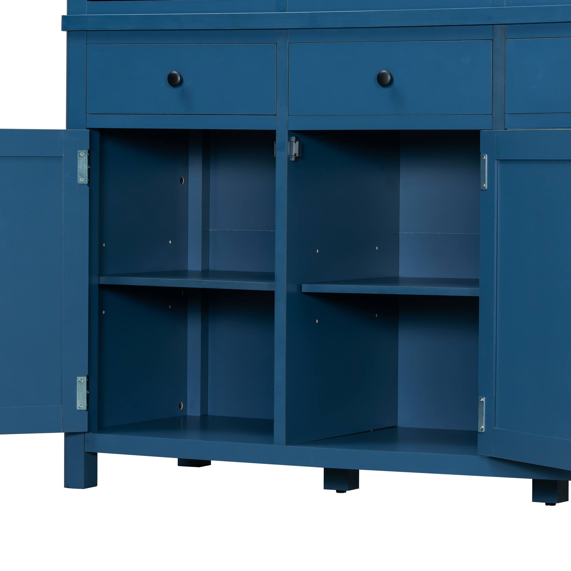 Alt View 8. Forest'nSky - 74.8" Tall Kitchen Pantry, 53" Wide Large Storage Cabinet with Drawers & Pull-Out Trays, Blue - Blue.