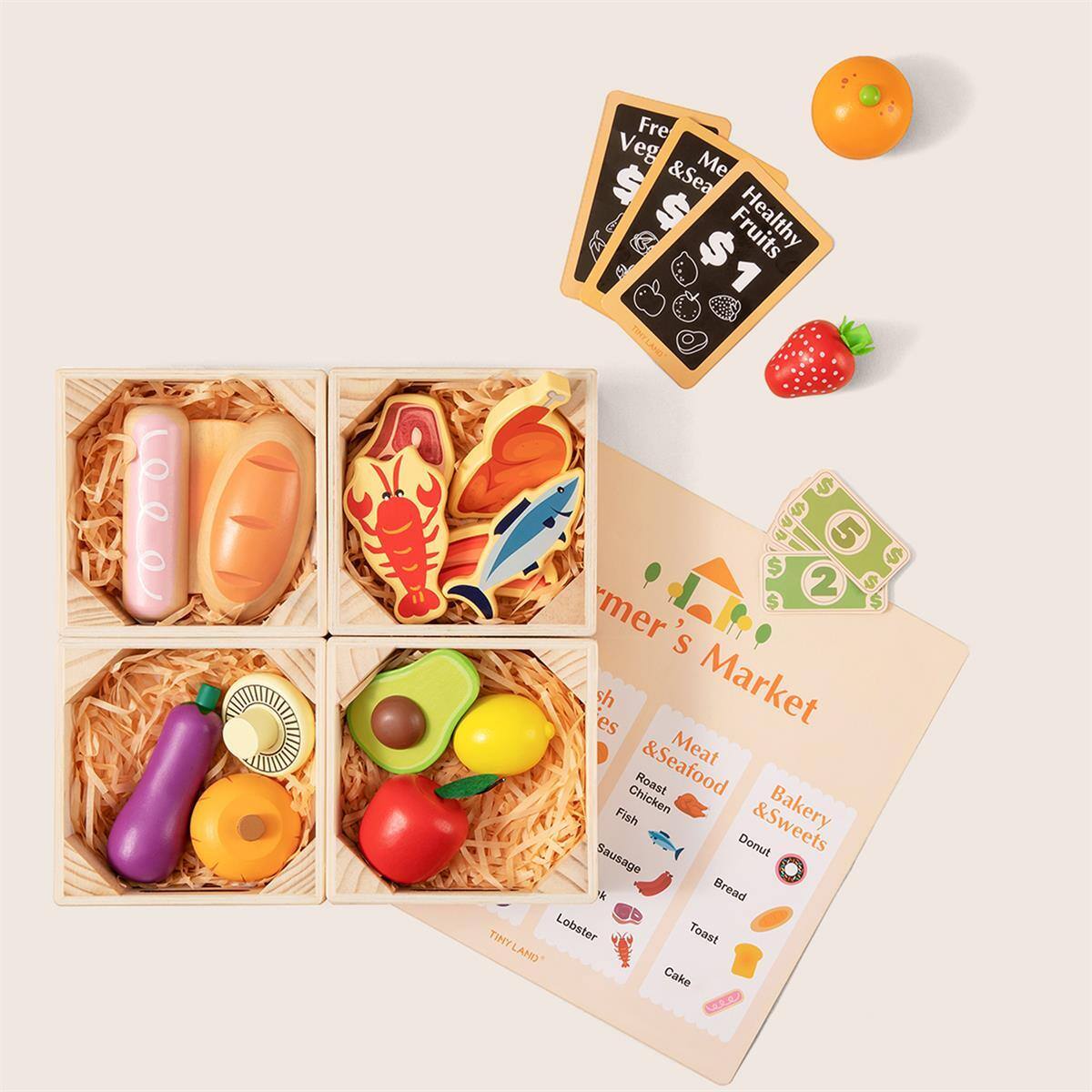 Fre Veg Me $ & Sea $ Healthy $1  
2 mer's es sh Market & Seafood Meat Chicken Roast Fish Bakery Sausage Donut k Bread THIT Lobster Toast LAND Cake wee