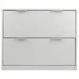 Lavish Home - 2 Drawer File Cabinet Wooden Lateral Filing Cabinet with 2 Large Storage Drawers and Adjustable Hanging File Bars - White