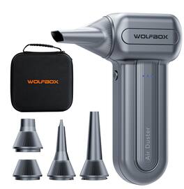 WOLFBOX - Compressed Air Duster DF60, 110000RPM Air Duster, 3-Gear Rechargeable Cordless Air Blower, with hand carrying case - Gray