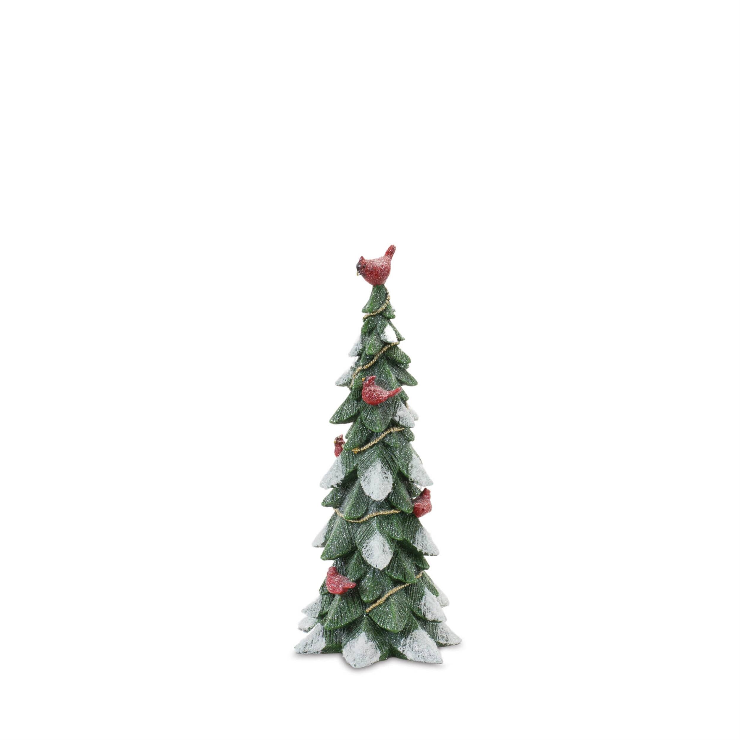 Back. BreeBe - Frosted Cardinal Pine Tree (Set of 3) - White, Green, Red.