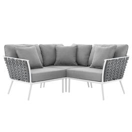 Modway - Stance Outdoor Patio Aluminum Small Sectional Sofa - White Gray