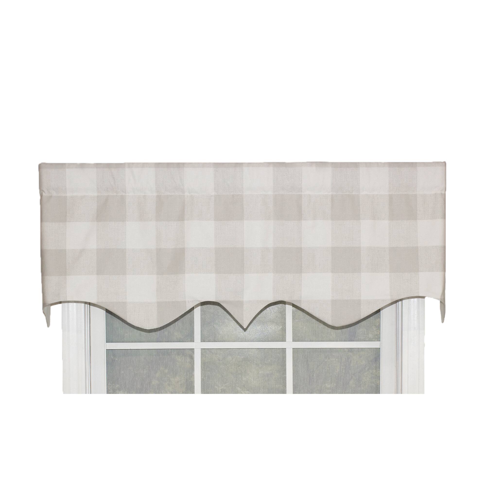Angle. RLF Home - RLF Home Grande Check Regal Style 3" Rod Pocket Valance 50" x 17" Gray - Gray.