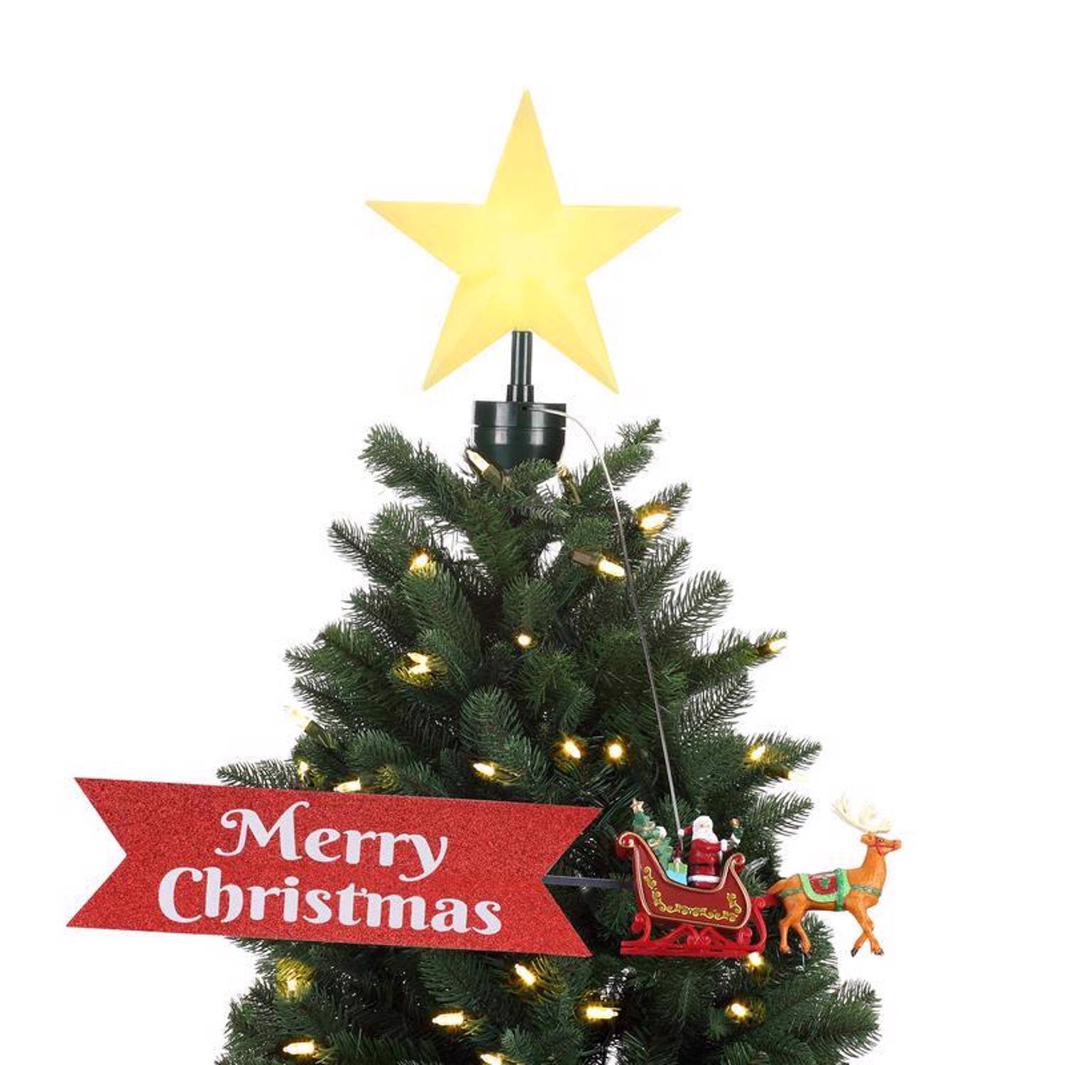 Mr. Christmas LED Santa In Sleigh Animated Tree Topper 24 in ...