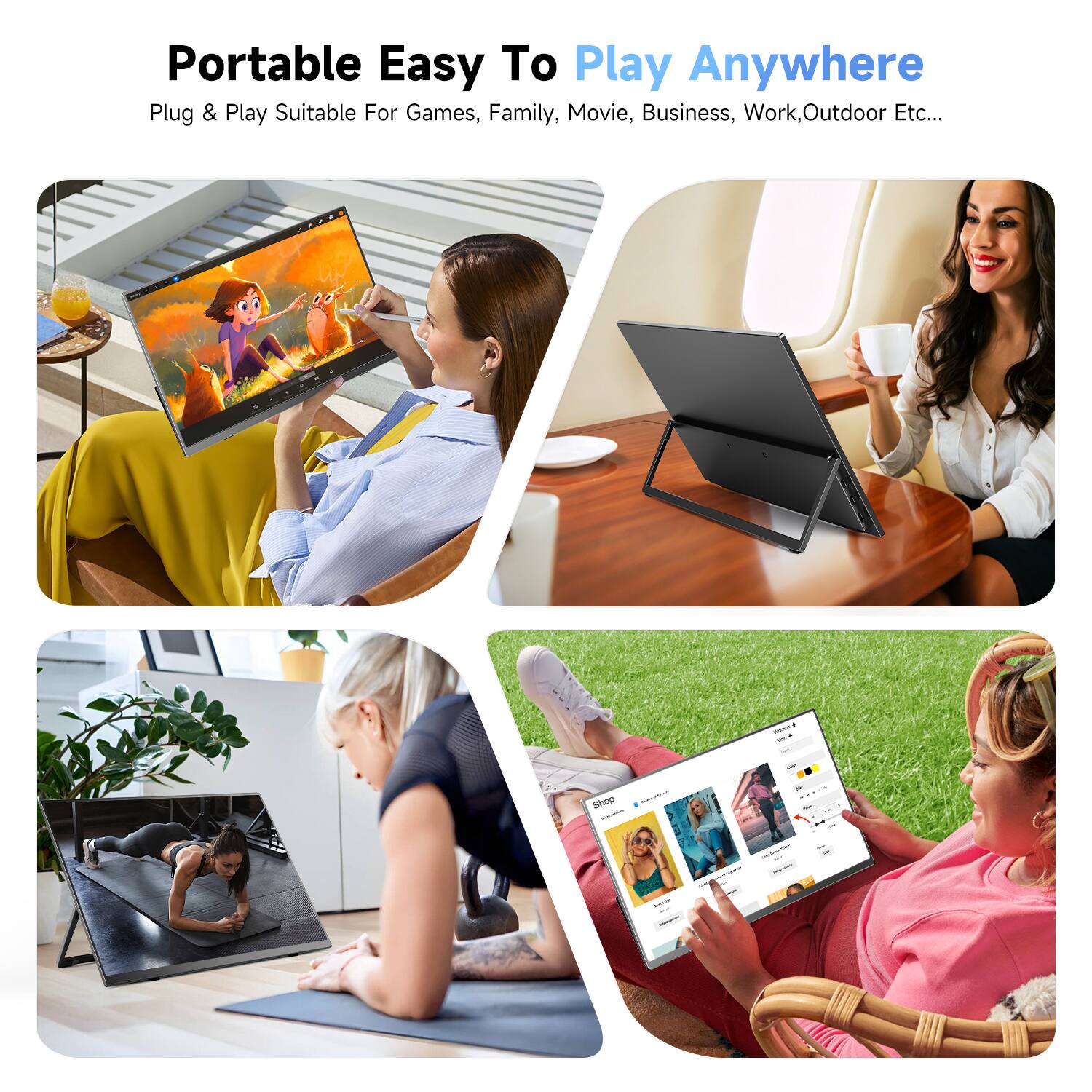 Portable Easy To Play Anywhere  
Plug & Play Suitable For Games, Family, Movie, Business, Work, Outdoor Etc...