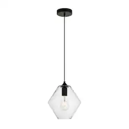 Living District - Placido Collection Pendant D9.4 H10.8 Lt:1 Finish - Black And Clear
