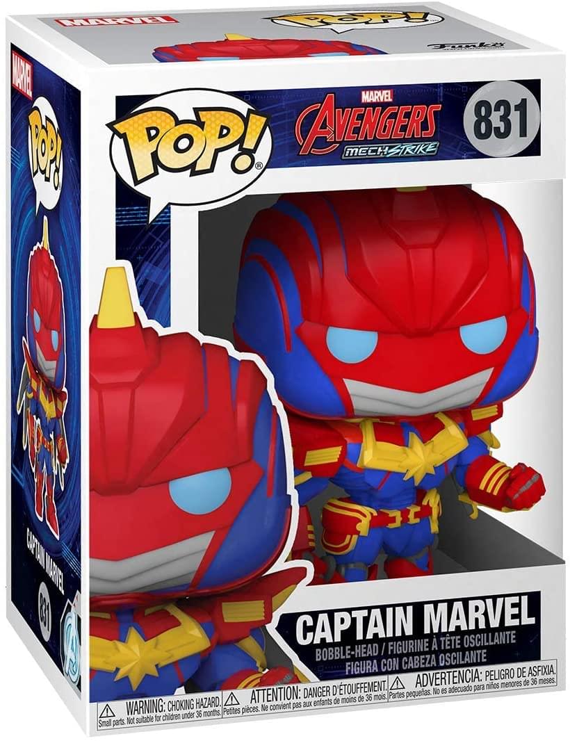 **MARVEL AVENGERS MECH STRIKE**

**POP! 831**

**CAPTAIN MARVEL**

**BOBBLE-HEAD / FIGURINE À TÊTE OSCILLANTE / FIGURA CON CABEZA OSCILANTE**

**WARNING: CHOKING HAZARD. Small parts. Not suitable for children under 36 months.**

**ATTENTION: DANGER D'ÉTOUFFEMENT. Petites pièces. Ne convient pas aux enfants de moins de 36 mois.**

**ADVERTENCIA: PELIGRO DE ASFIXIA. Partes pequeñas. No es adecuado para niños menores de 36 meses.**