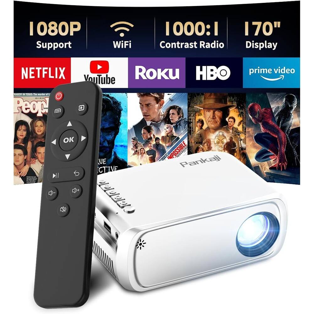 Schertz - “Mini Projector Portable 1080P, WiFi, Movie Projector, Black”