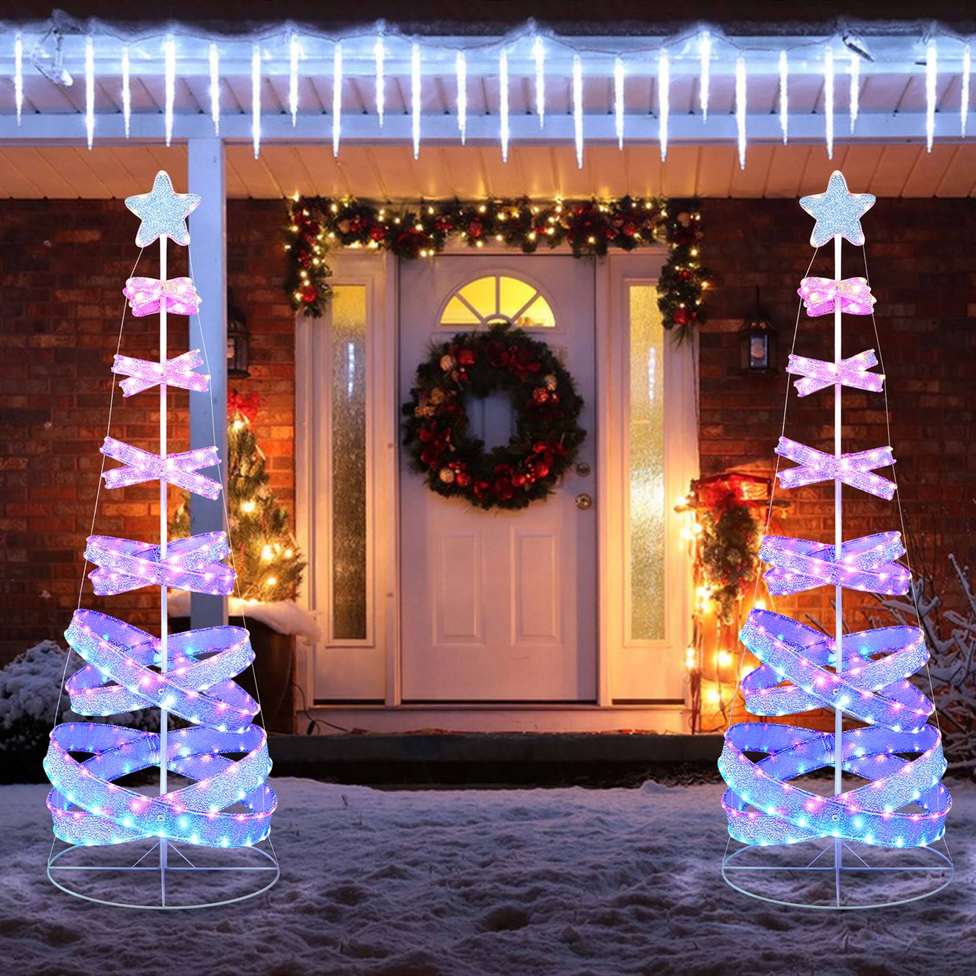 Alt View 13. Costway - 7 FT Outdoor Spiral Pre-lit Christmas Tree with 341 LED Lights - White.