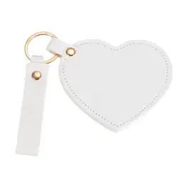 Unique Bargains - Keychain Mirror, Mini Compact Mirror with PU Leather Cover Heart Shape Rotating Folding Keyring for Women - Cream White