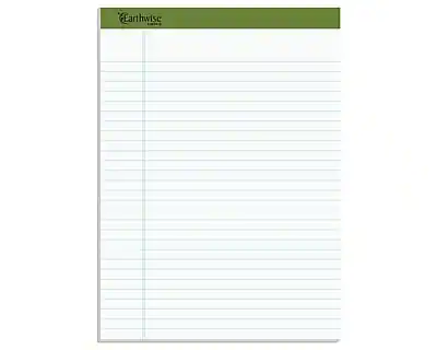 Front. Ampad - Earthwise Notepads, 8.5" x 11.75", Wide Ruled, 50 Sheets/Pad, 12 Pads/Pack - White.