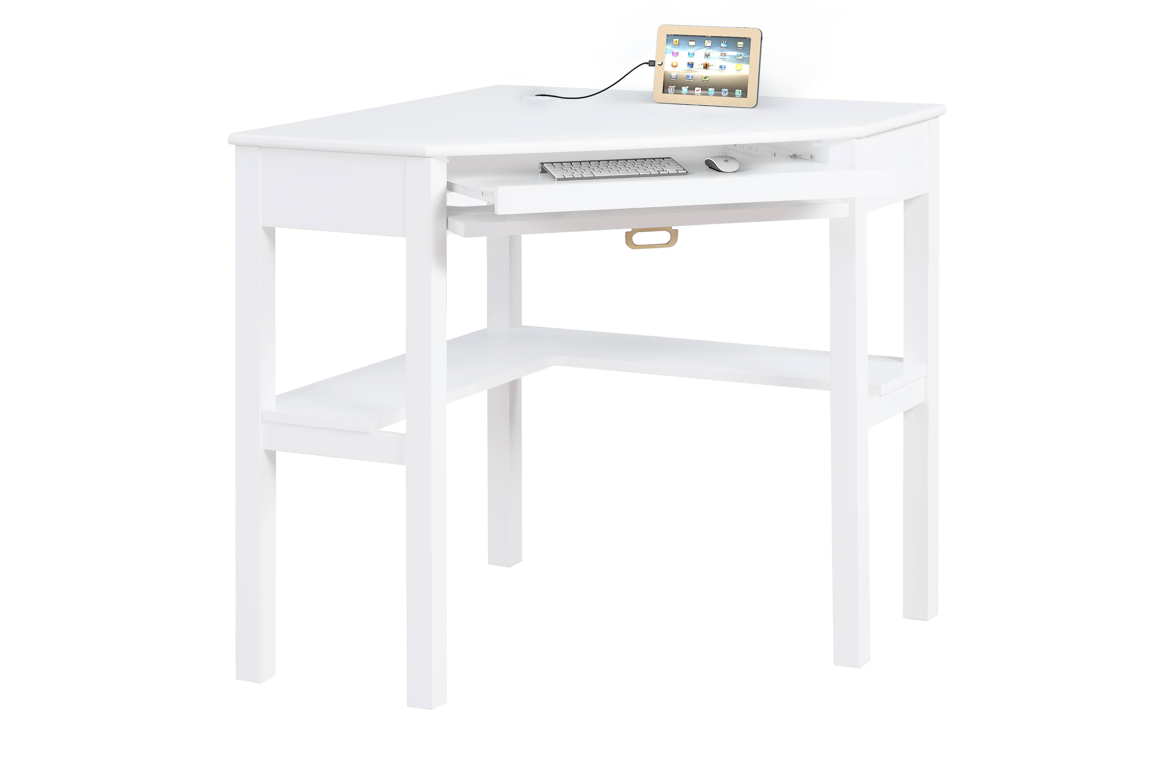 Alt View 14. Linon Home Décor - Penrose Corner Desk With Keyboard Tray - White.