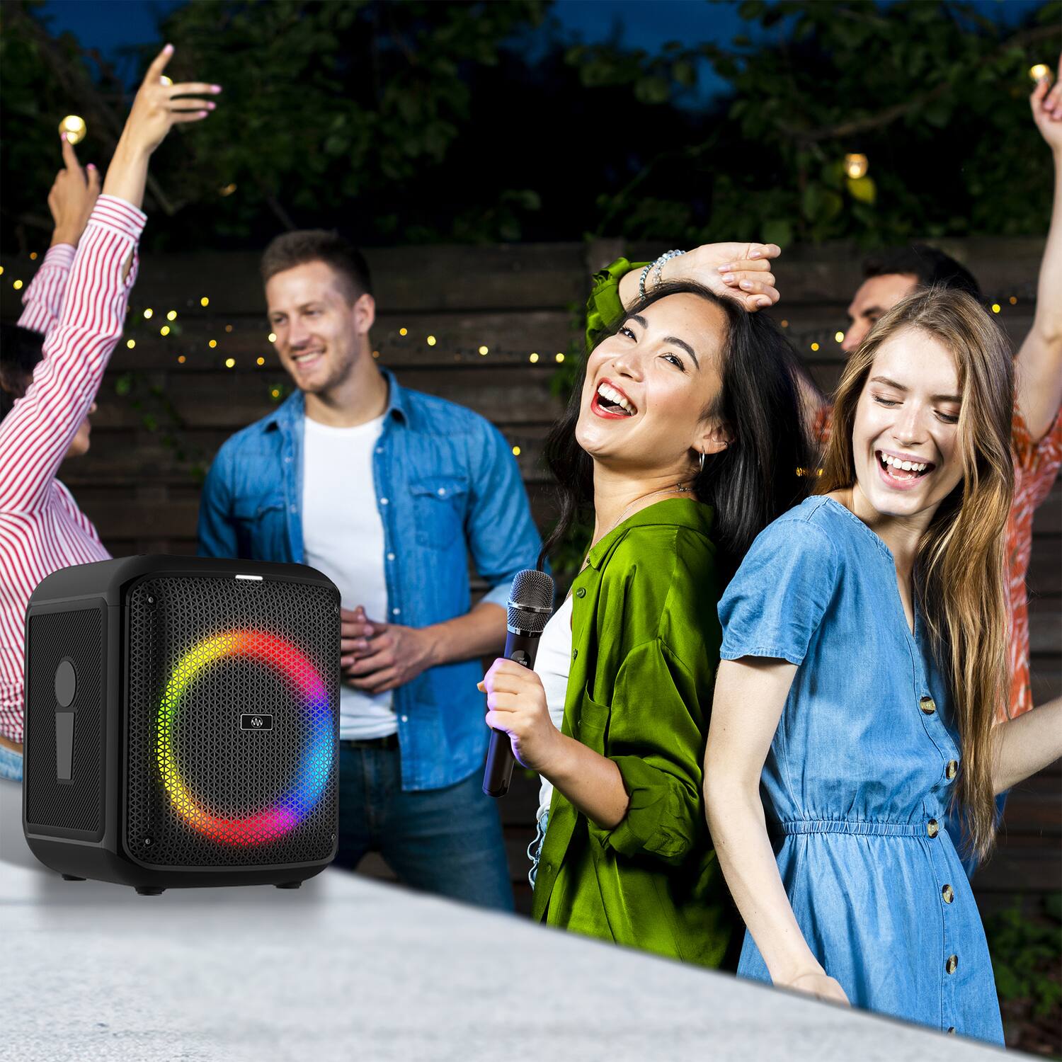 Back. Gemini - GGO Series Portable Bluetooth TWS Karaoke Speaker with Lights, Microphone, Remote GGO-650L - Black.