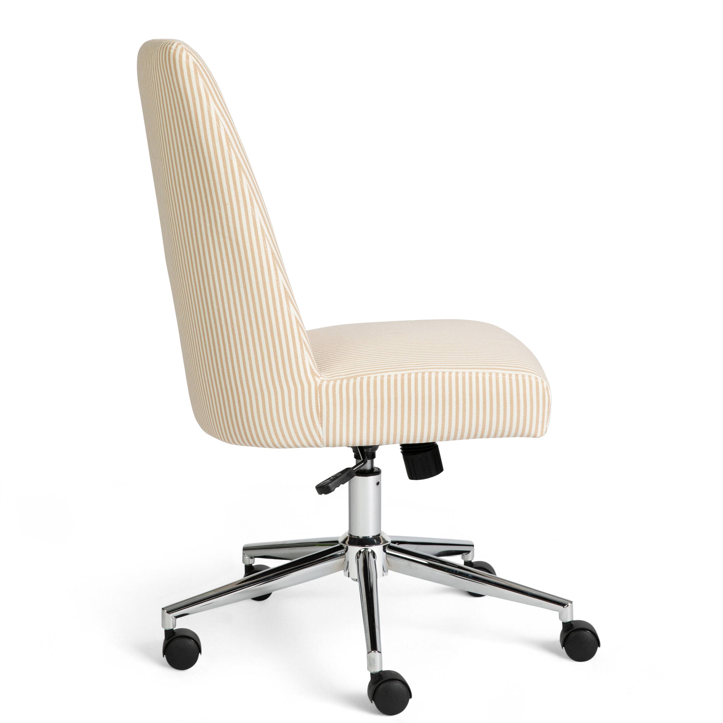 Alt View 9. Martha Stewart - Maeve Upholstered Height Adjustable Swivel Home Office Chair - Conch Shell Fabric/Polished Brass Frame.