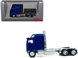 Kenworth K100 with 1-Bar Grill and X-Long Chrome Chassis Blue 1/87 (HO) Plastic Model Car by Promotex - Chrome, Blue