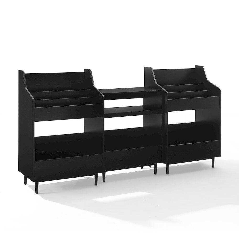 Front. Crosley Furniture - 3-Piece Record Player Stand And Vinyl Storage Set - Brown.