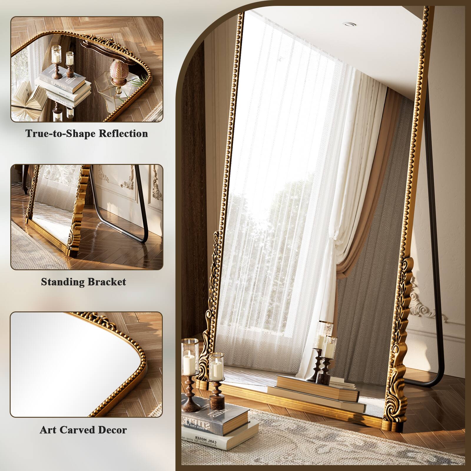 True-to-Shape Reflection Standing Bracket Art Carved Decor