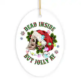 OrnamentallyYou - Cheerfully Grim Festive Emo Skeleton Funny Christmas Ornament Dead Inside but Jolly - Multi-colored