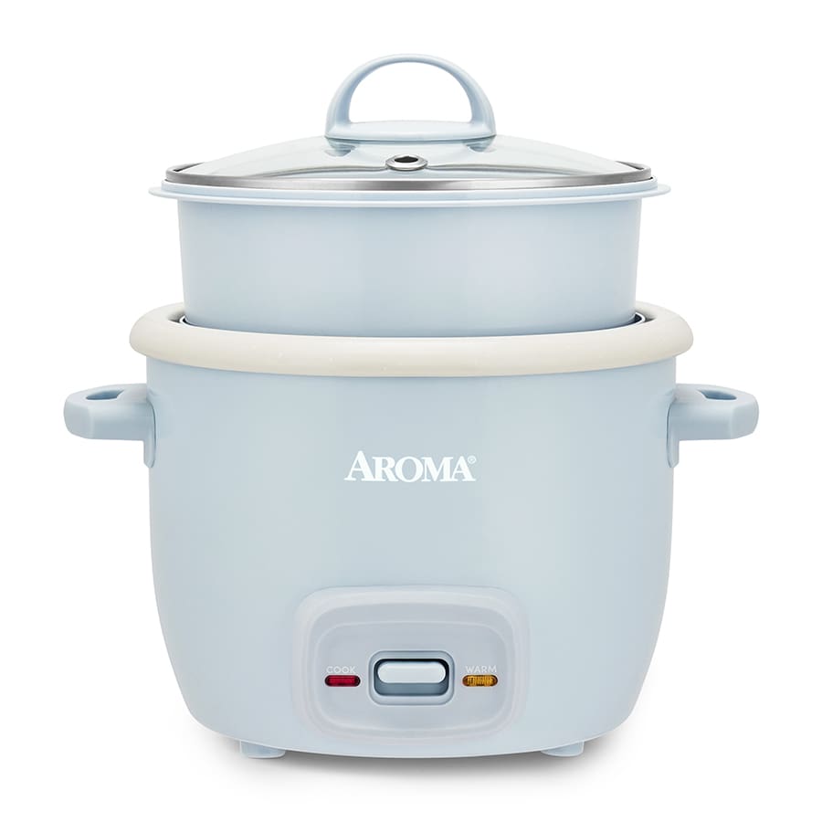 AROMA - Refurbished Excellent - AROMA® 4-Cup Rice Cooker & Food Steamer with Bonded Granite® Nonstick Ceramic & Pop-Up Steam Tray Refurbished - Blue