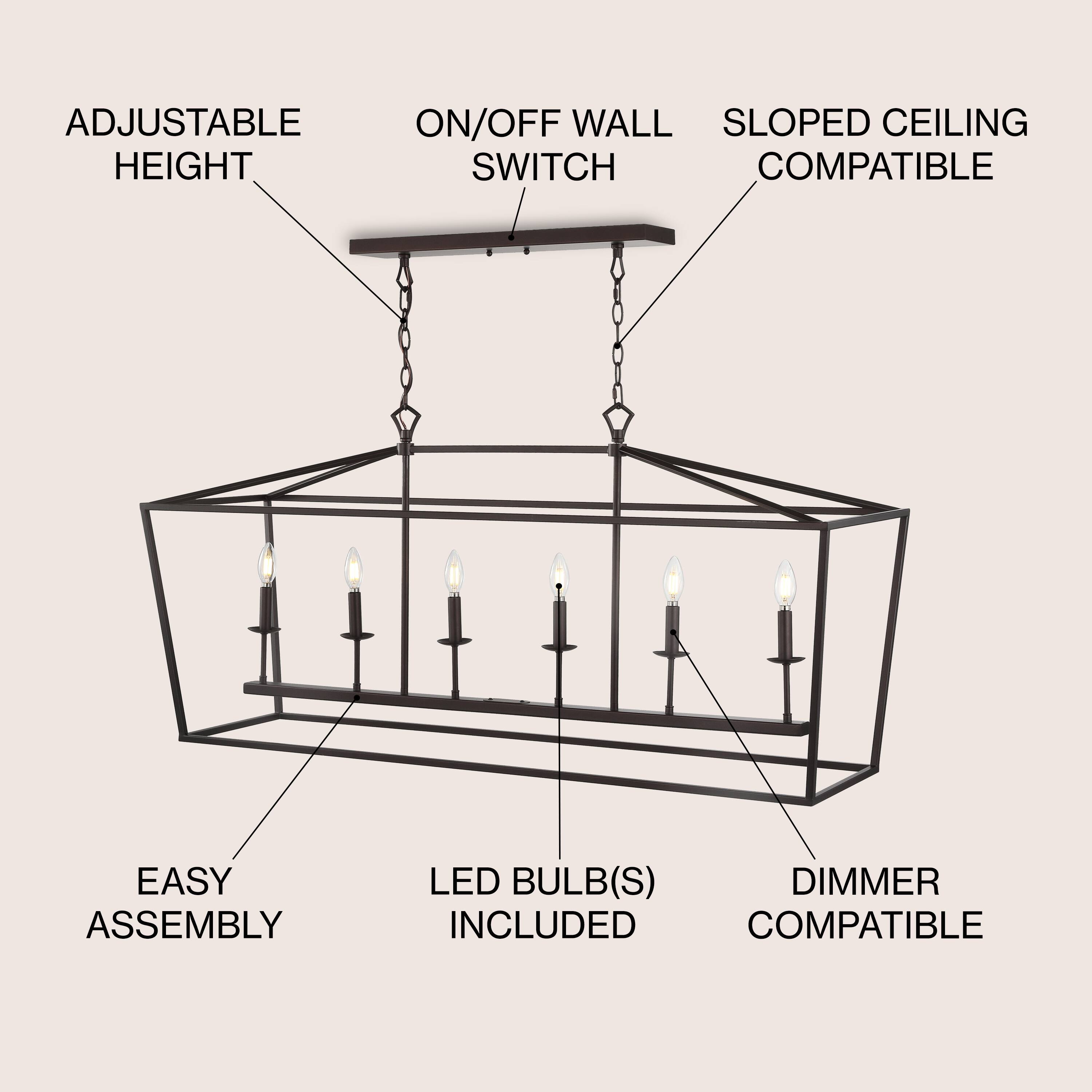 ADJUSTABLE ON/OFF WALL SLOPED CEILING HEIGHT SWITCH COMPATIBLE EASY ASSEMBLY LED BULB(S) DIMMER INCLUDED COMPATIBLE
