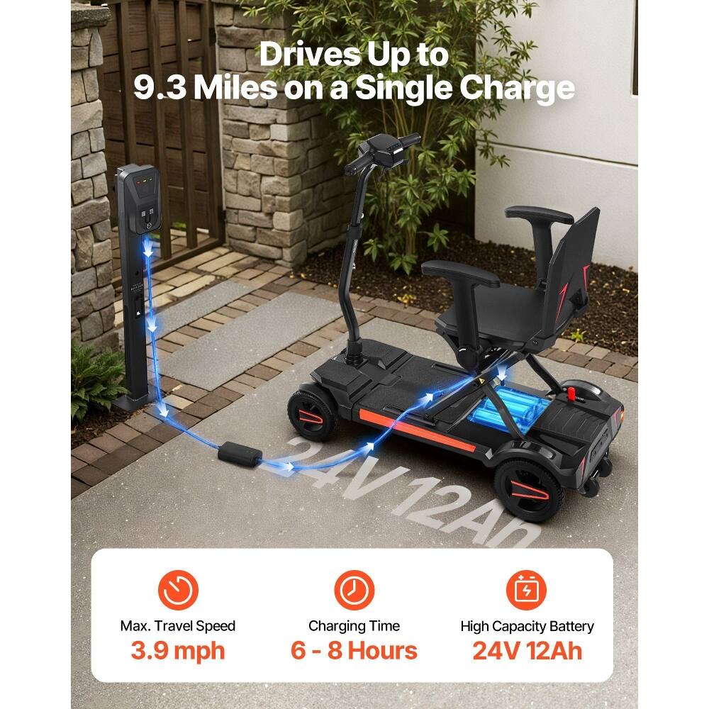 Drives Up to 9.3 Miles on a Single Charge

24V 12Ah

Max. Travel Speed: 3.9 mph

Charging Time: 6 - 8 Hours

High Capacity Battery: 24V 12Ah