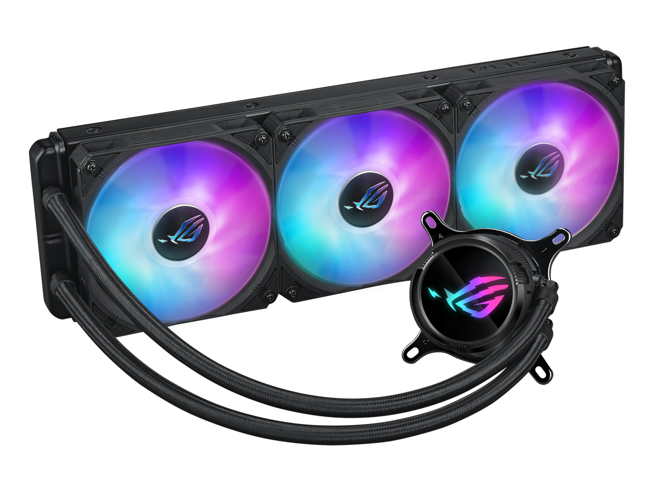 Alt View 1. ASUS - ASUS ROG Strix LC III 360 ARGB AIO Liquid Cooler with Rotatable Block, Gen7 v2 Pump, ARGB Fans, Aura Lighting - ARGB.