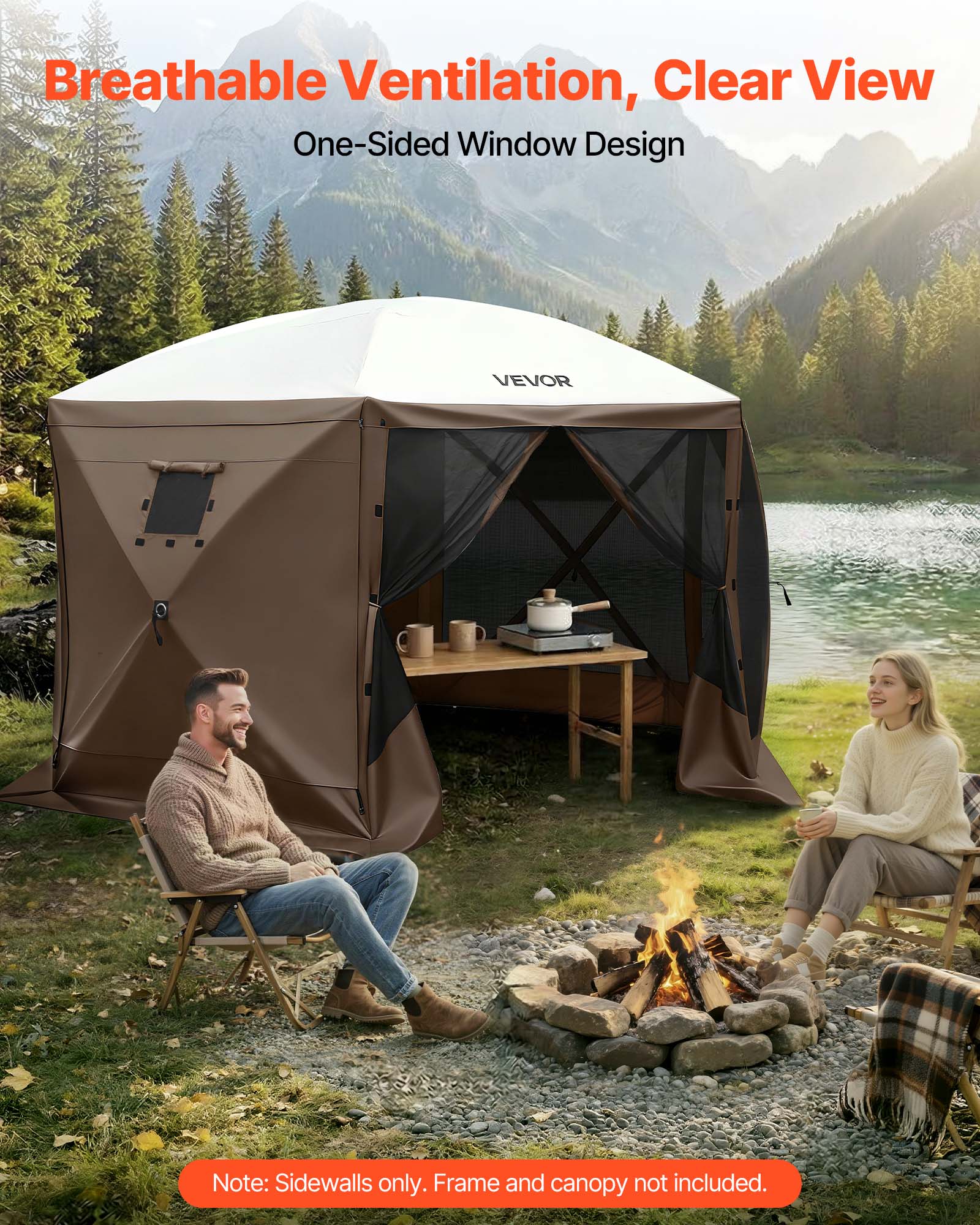 Breathable Ventilation, Clear View  
One-Sided Window Design  

Note: Sidewalls only. Frame and canopy not included.