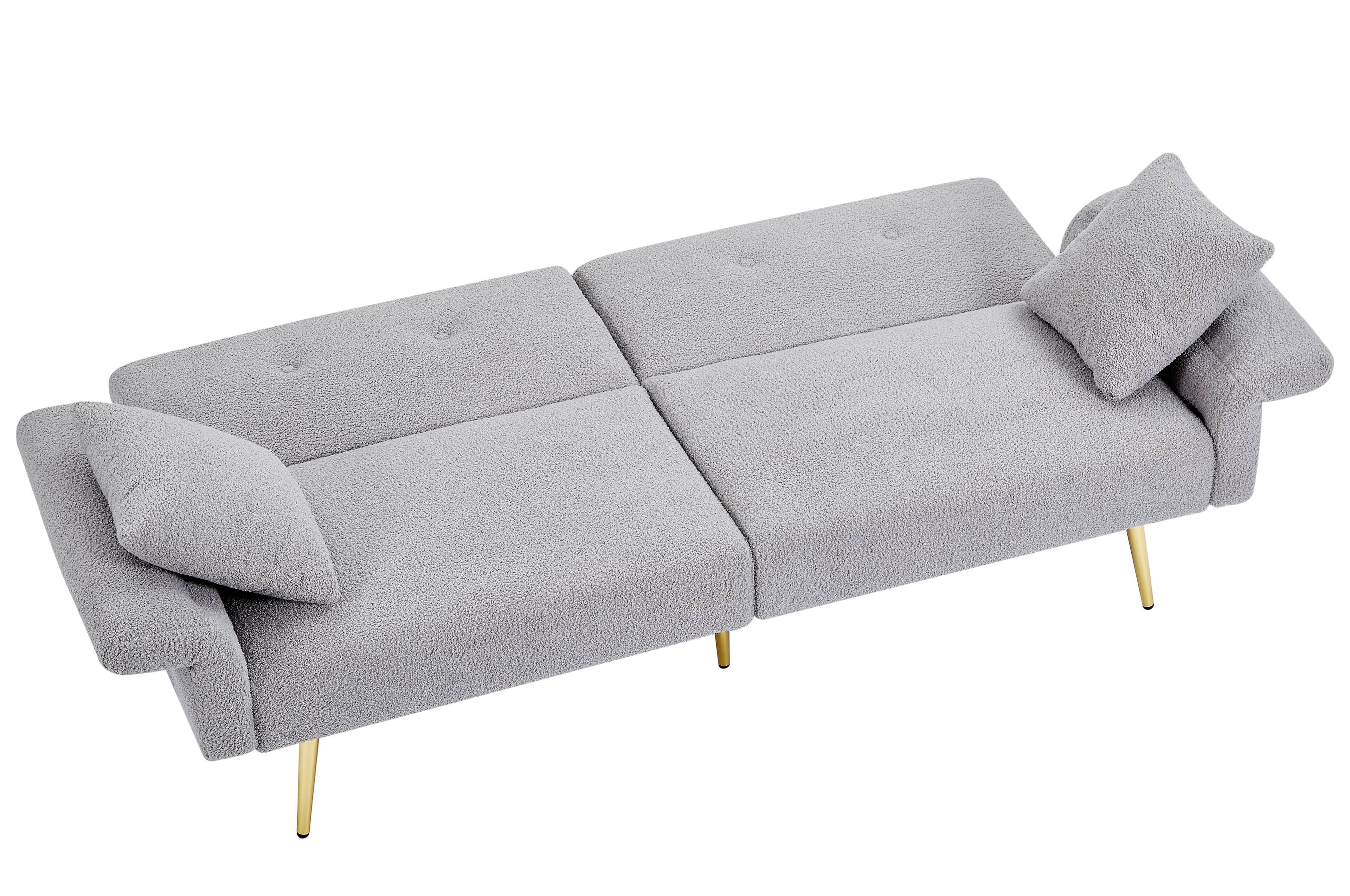 Alt View 2. Roomtec - Modern Teddy Upholstered Accent Loveseat Sofa With Side PocketFolding Sleeper Sofa Bed With Foldable Armrest Adjustable - Grey.