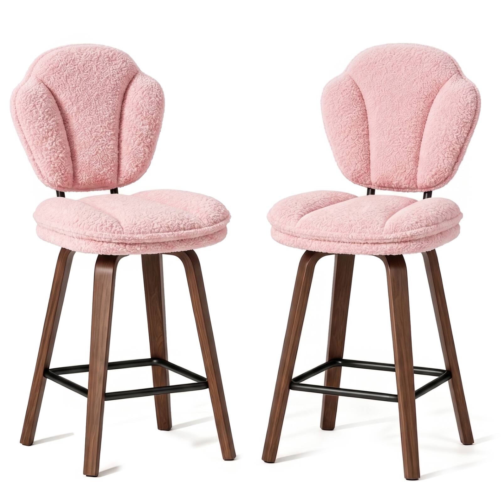 Alt View 3. Pinmoco - Counter Height Bar Stools with Backs, Modern Island Chairs with Cushioned Seat and Ergonomic Backrest - Pink.