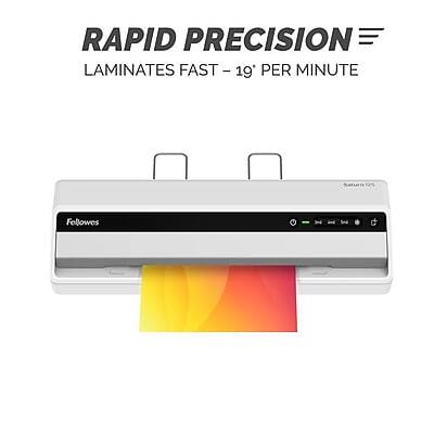 RAPID PRECISION  
LAMINATES FAST - 19" PER MINUTE  

Fellowes
