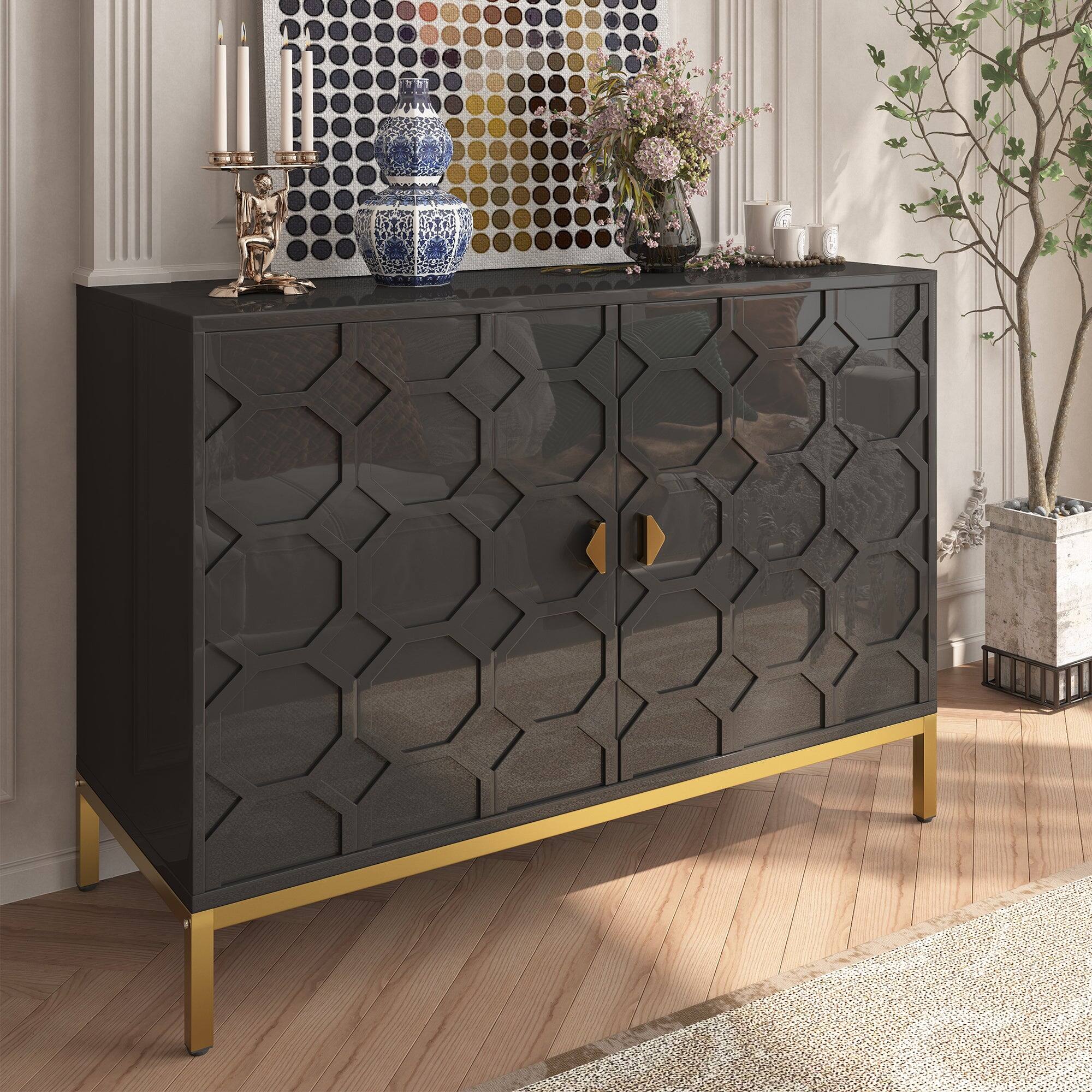 Alt View 3. Boyel Living - Freestanding Storage Cabinet 2-Door Accent Cabinet - Black.