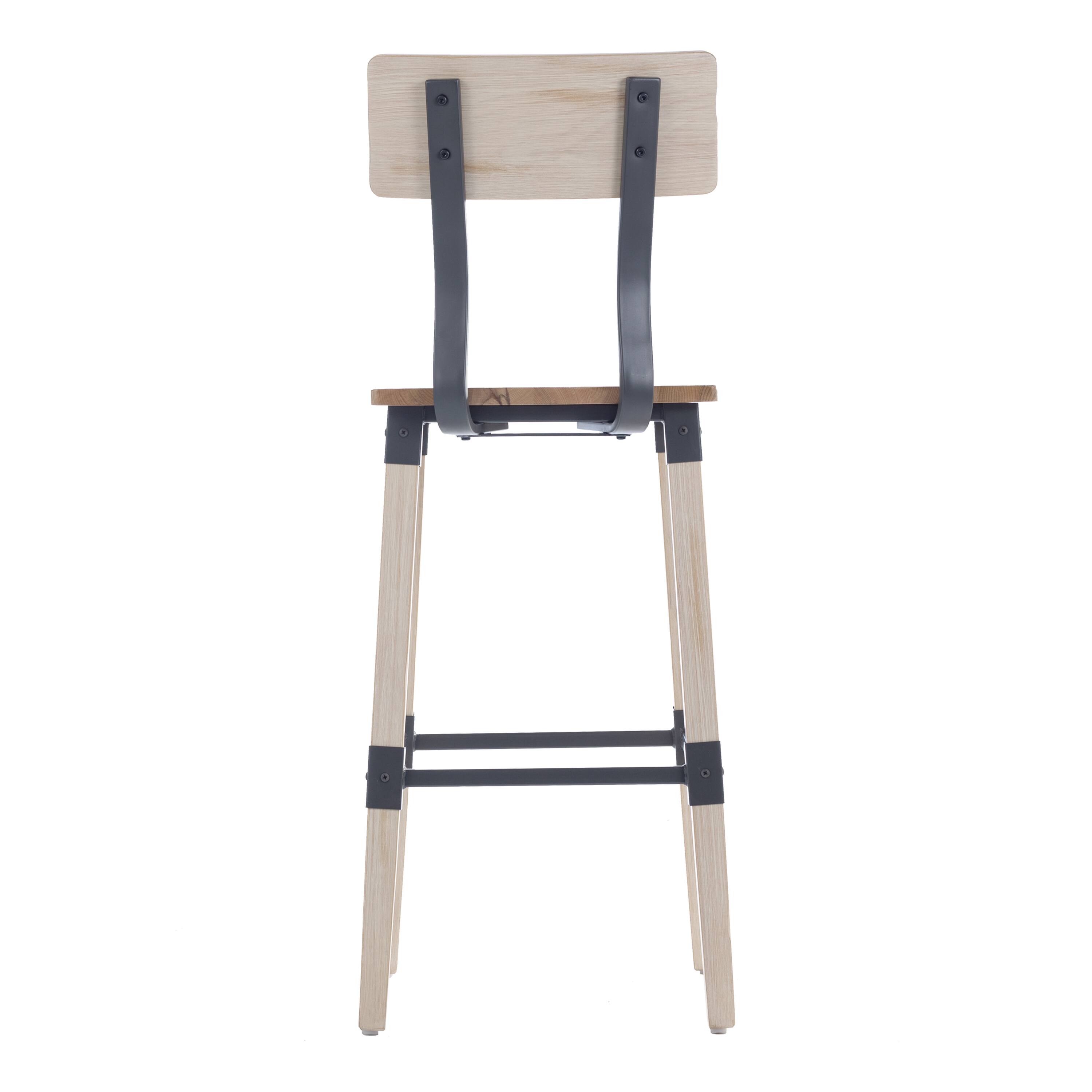 Back. Flash Furniture - Jackson 2 Pack Commercial Grade Rustic Antique White Industrial Wood Dining Barstool - White.