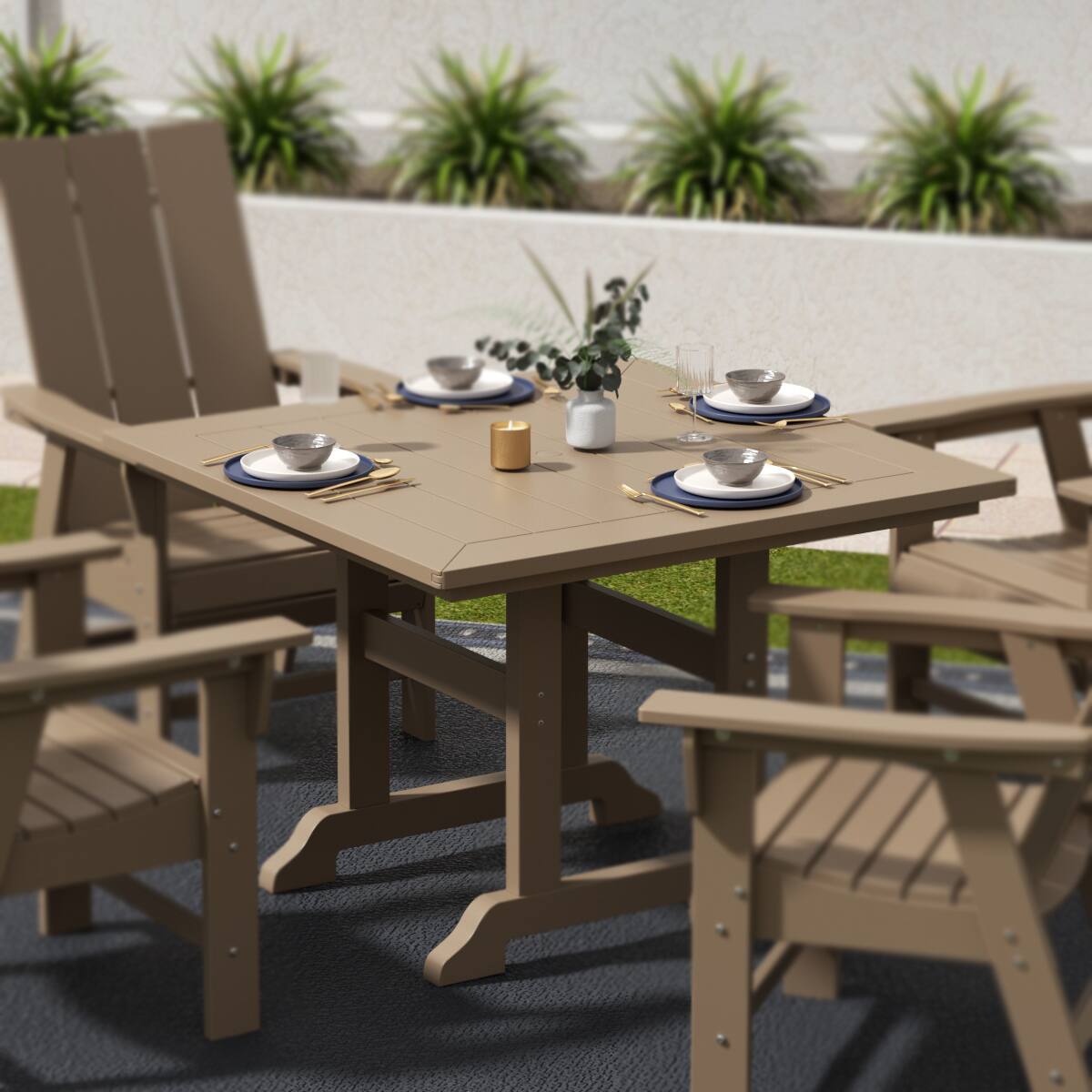 Angle. WestinTrends - WestinTrends Malibu 43" Outdoor Patio Square Dining Table - Weathered Wood.
